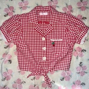 Red Gingham Button Down Shirt